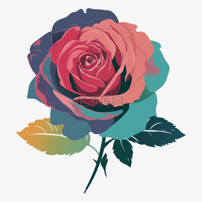 玫瑰彩色极简图案