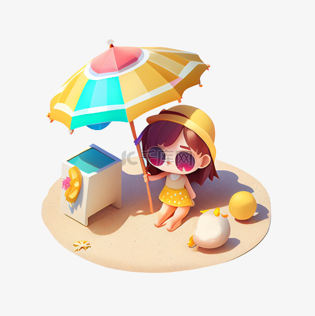 夏天沙滩遮阳伞可爱