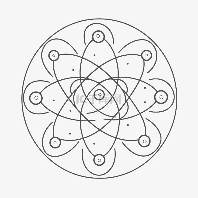轮廓草图中具有不同形状的原子符