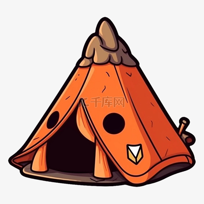 帐篷橙色可爱图案