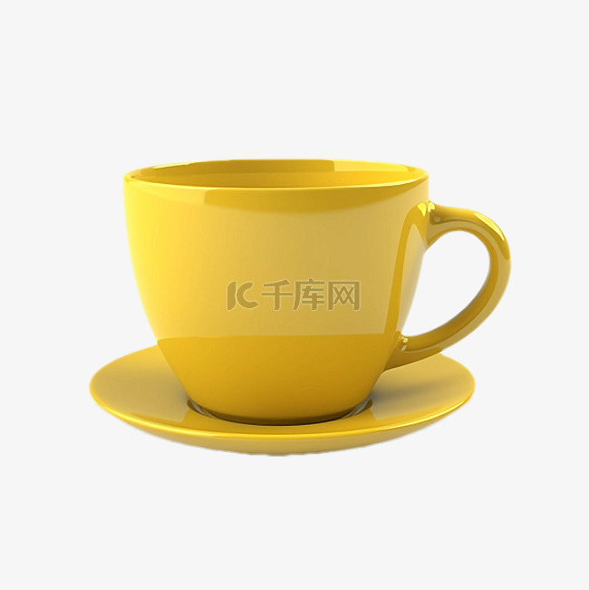 咖啡杯写实黄色