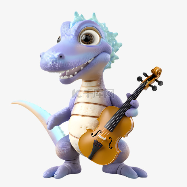 恐龙乐器小提琴3d立体建模角色