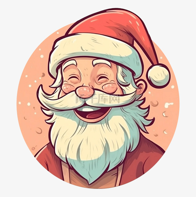 圣诞节圣诞老人眯眼笑图案