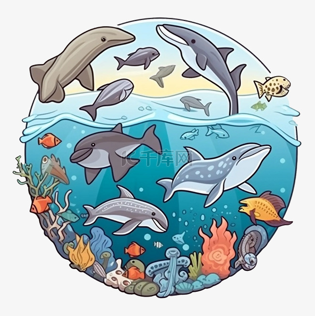 海洋日鲸类海洋图案