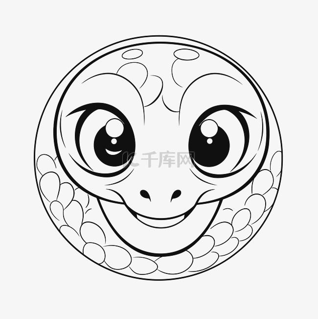 带有微笑的乌龟着色页轮廓素描 