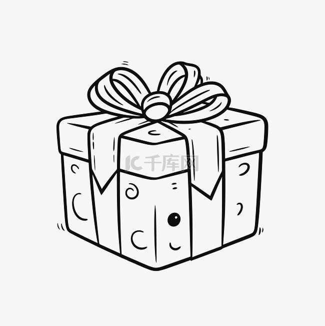 礼品盒轮廓草图的黑白彩色绘图 向量素材图片免费下载-千库网