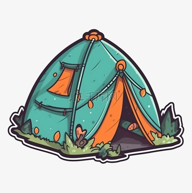 帐篷蓝色草地图案