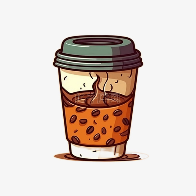 咖啡杯外带卡通插画风格