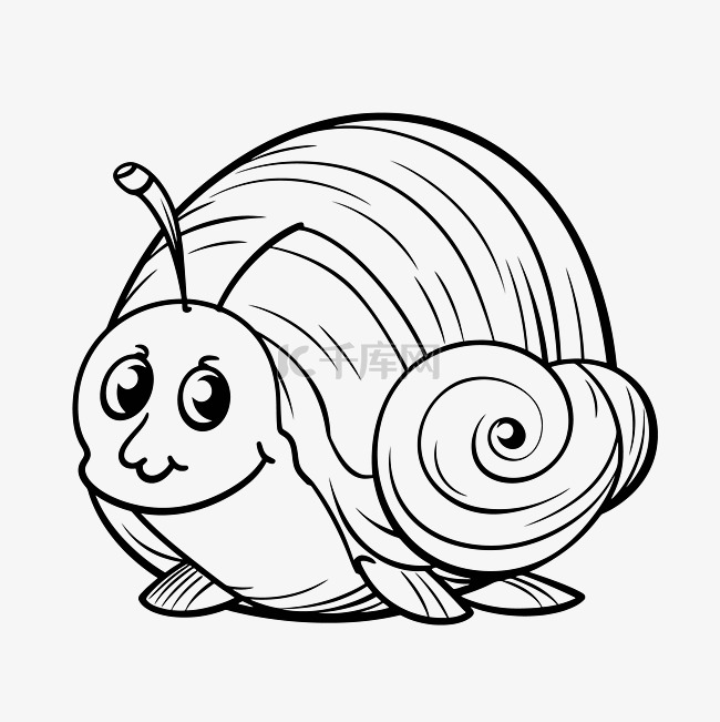 可爱的卡通蜗牛着色页儿童轮廓素