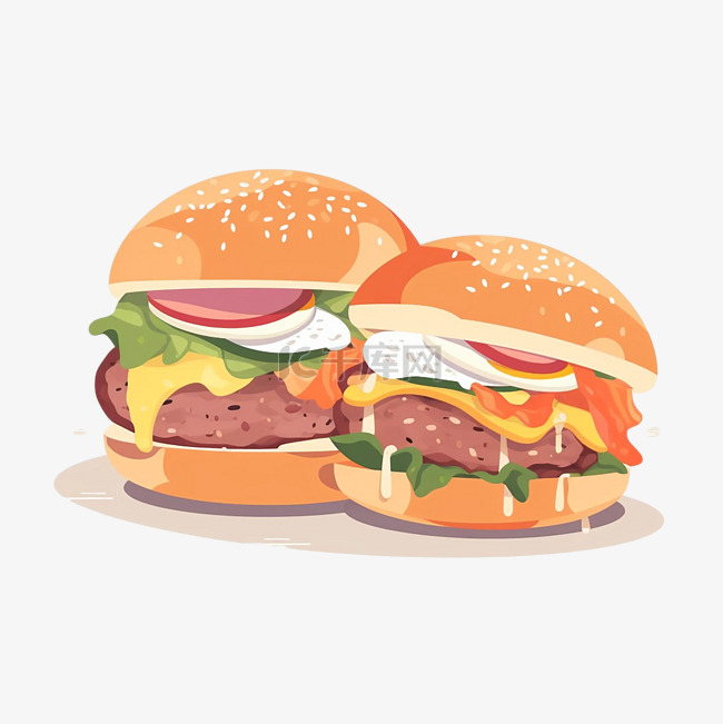 食物卡通肉类汉堡