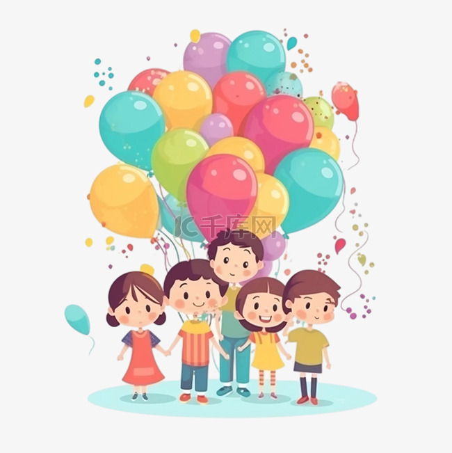儿童节气球插画