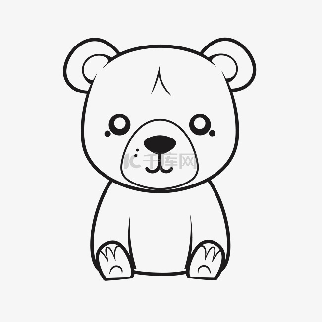 熊动物泰迪熊着色页插图轮廓素描