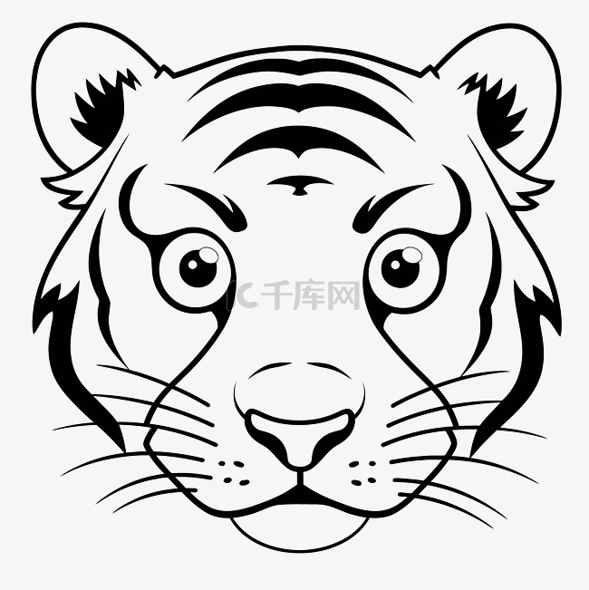 虎脸着色表轮廓素描 向量