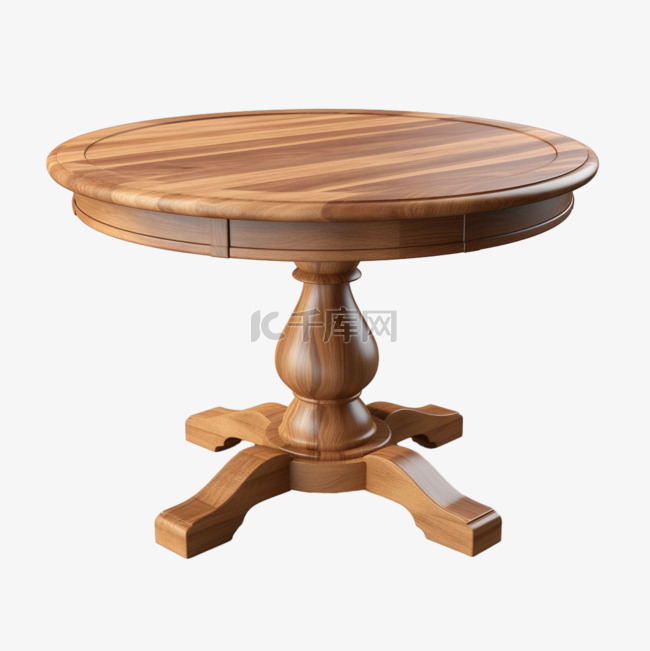 写实圆盘木桌元素立体免抠图案