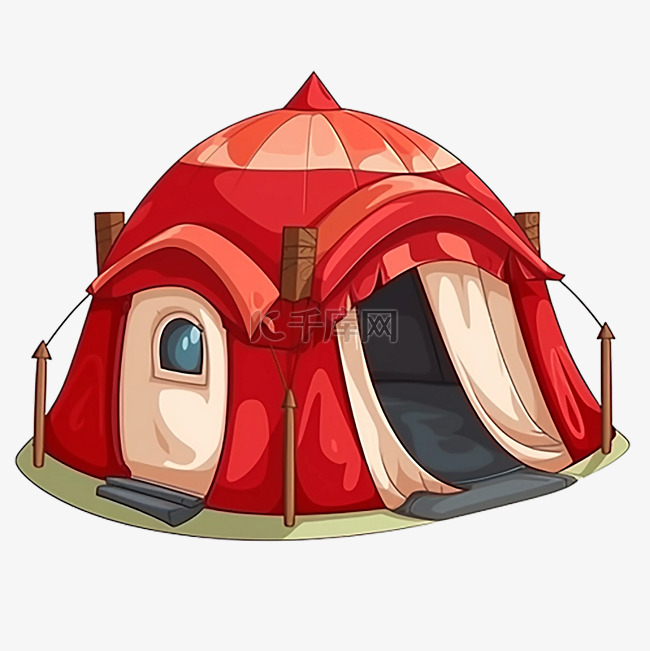 帐篷野营艳丽红色