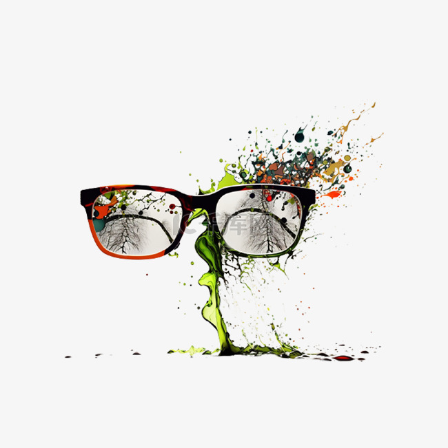 眼镜绿色生命活力渐变色边框眼镜