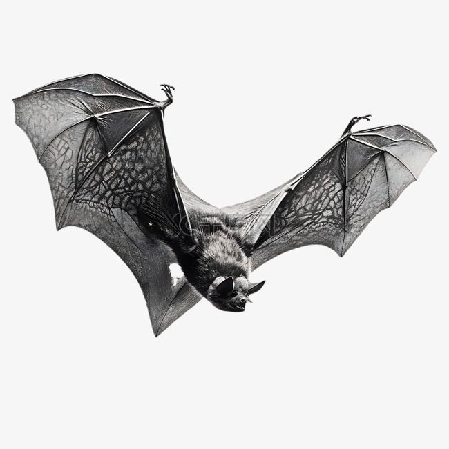 飞翔的黑色蝙蝠张开翅膀3d立体