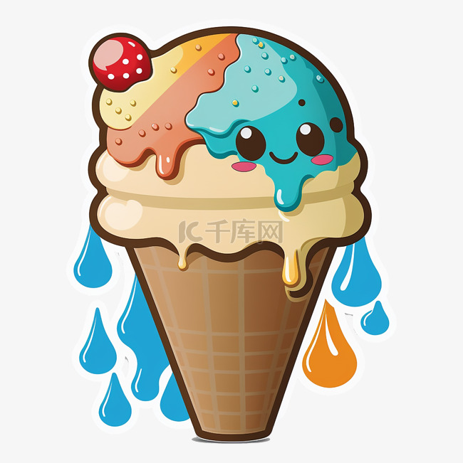 夏天冰淇淋彩色蛋筒图案