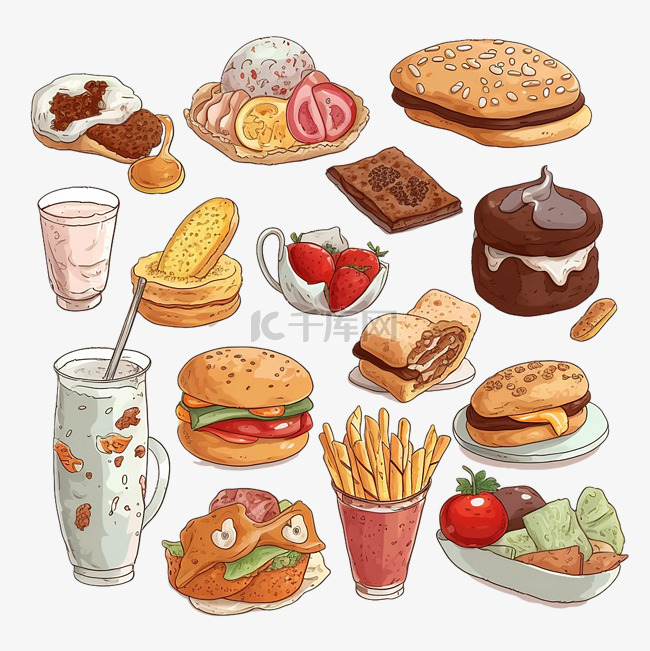 食物卡通套图素材图片免费下载-千库网