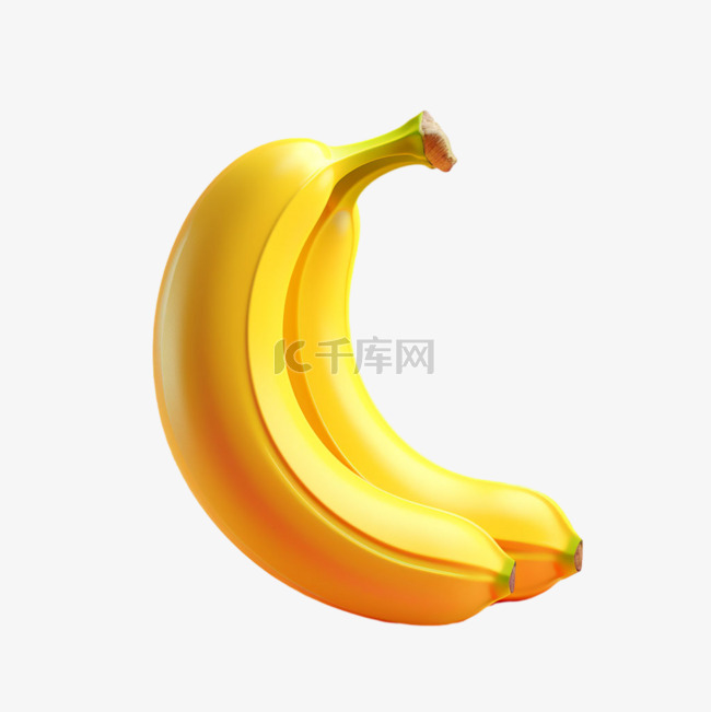 绘画新鲜香蕉元素立体免抠图案