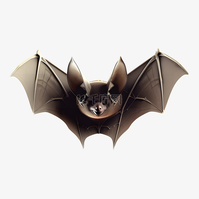 展开翅膀飞翔的黑色蝙蝠动物3d