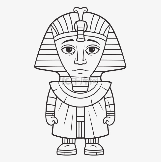 以埃及雕像人物轮廓素描为特色的