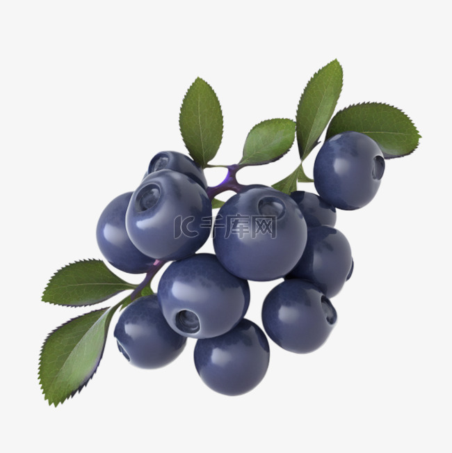 蓝莓水果3d真实