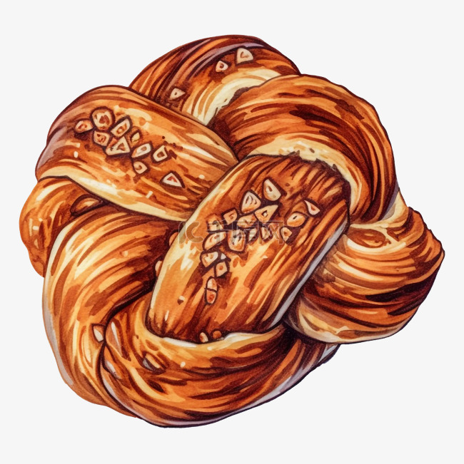 面包辫子面包焦香图案