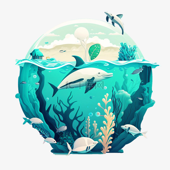 海洋日环境保护插画装饰