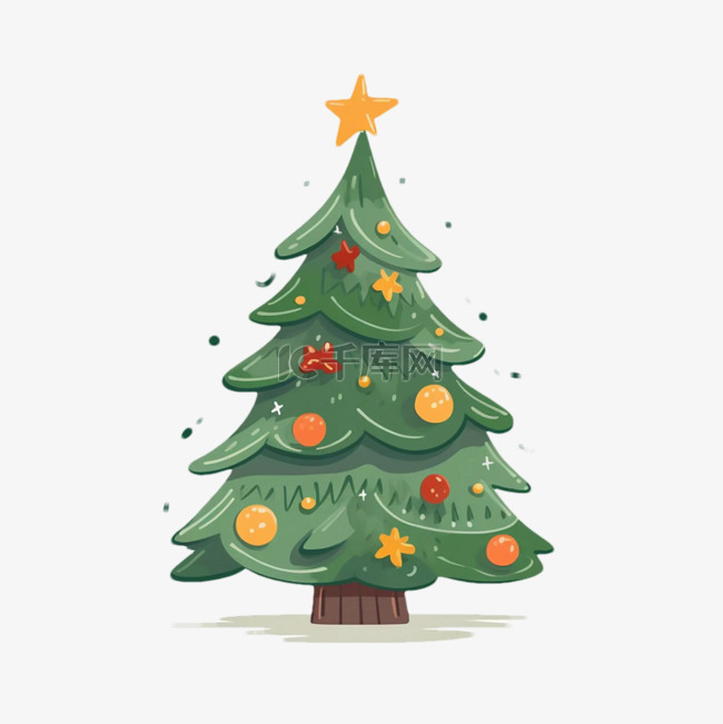 圣诞节星星绿树挂饰卡通