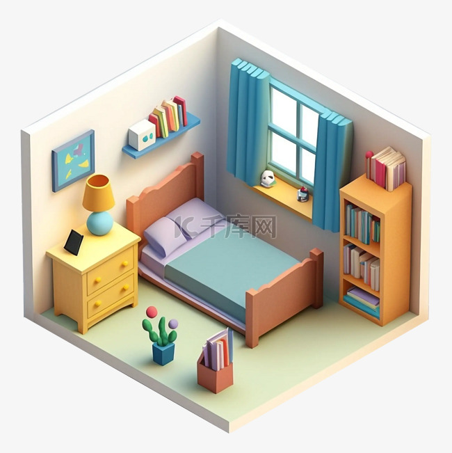 房间模型3d极简整洁图案