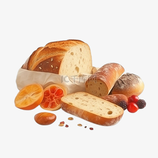 面包水果干粮