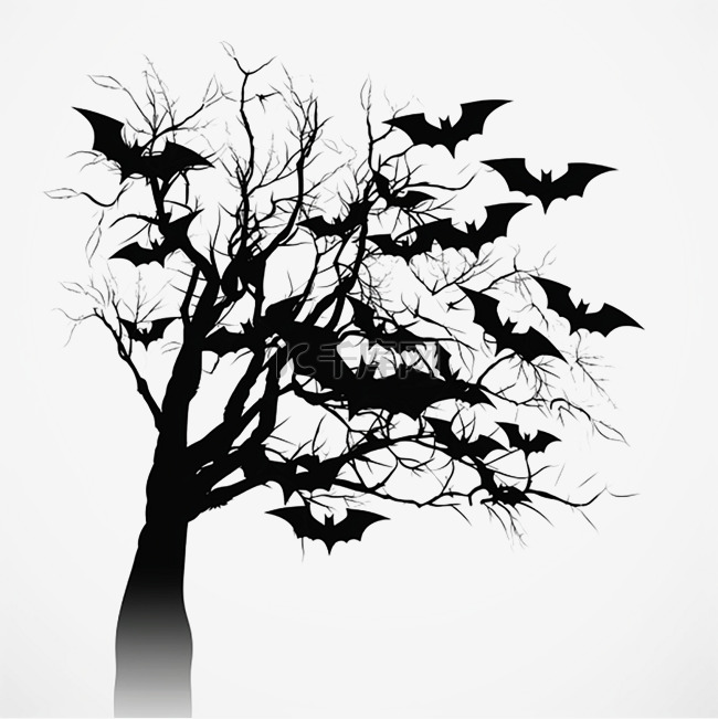 飞翔的蝙蝠群黑色