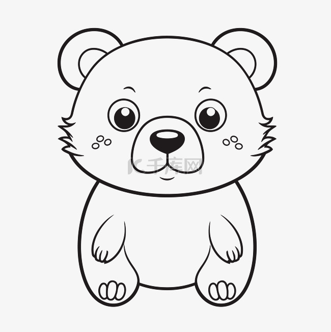 为儿童设计的熊着色页轮廓素描 