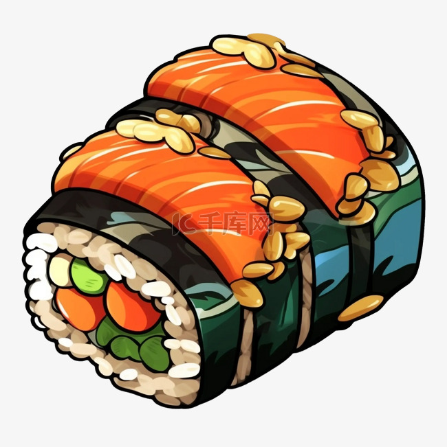 食物寿司三文鱼豆仁图案