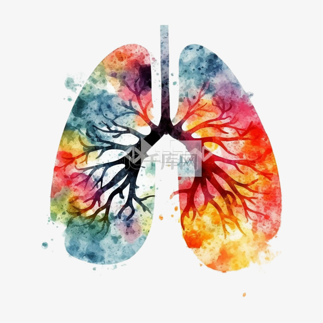 肺部哮喘日彩色插画