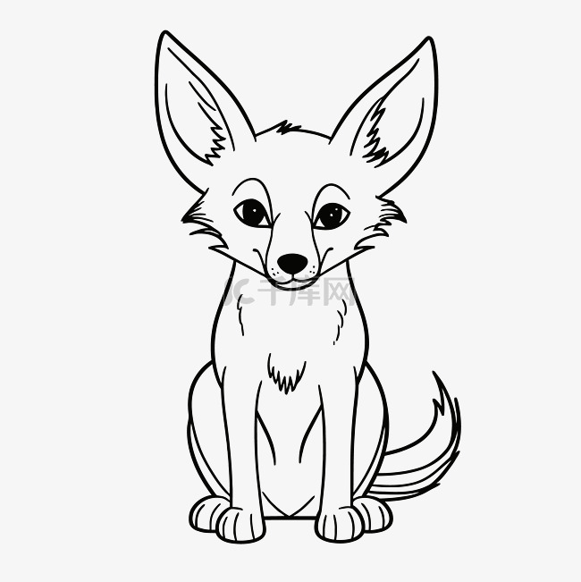 可爱可爱的狐狸着色表轮廓素描 