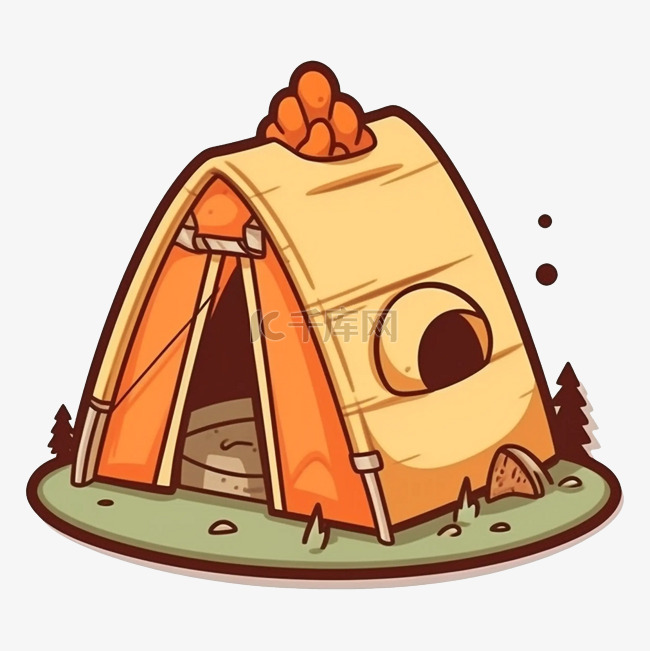 帐篷橙黄色可爱图案