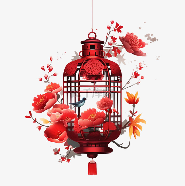 春节红色花灯笼