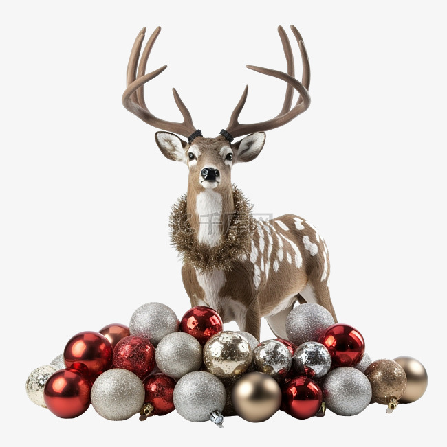 驯鹿与圣诞饰品
