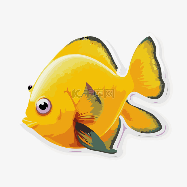 孤立在白色背景剪贴画上的黄色鱼