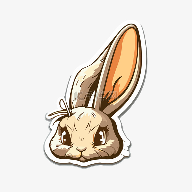 兔子头和耳朵剪贴画的平面贴纸 