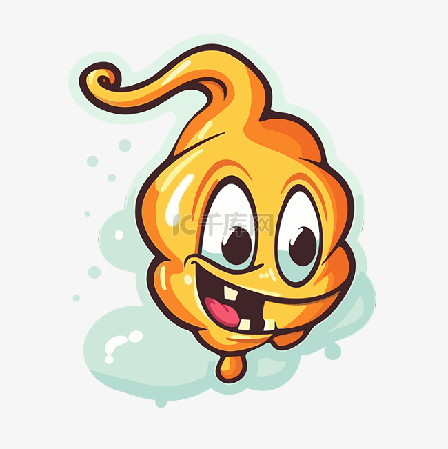 卡通橙色气泡中的小怪物剪贴画 