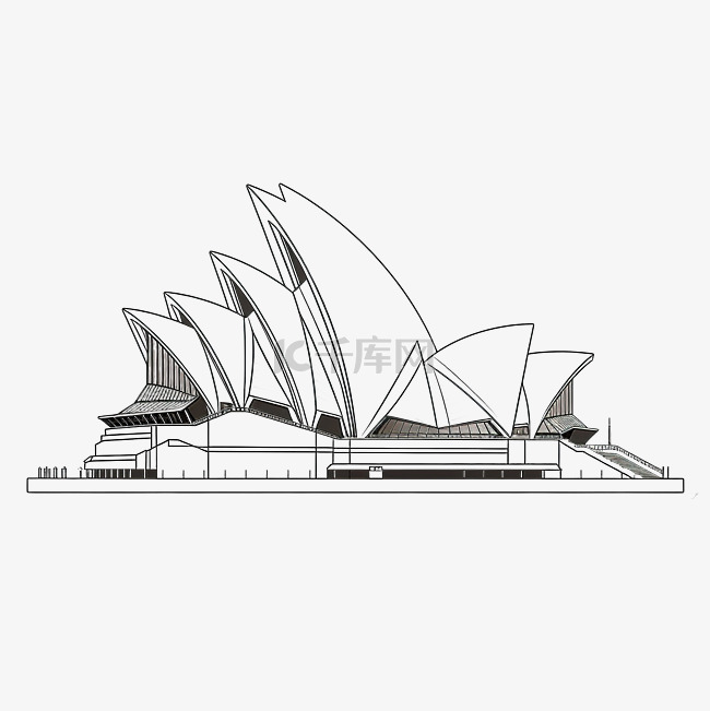 悉尼歌剧院地标前立面图的轮廓简
