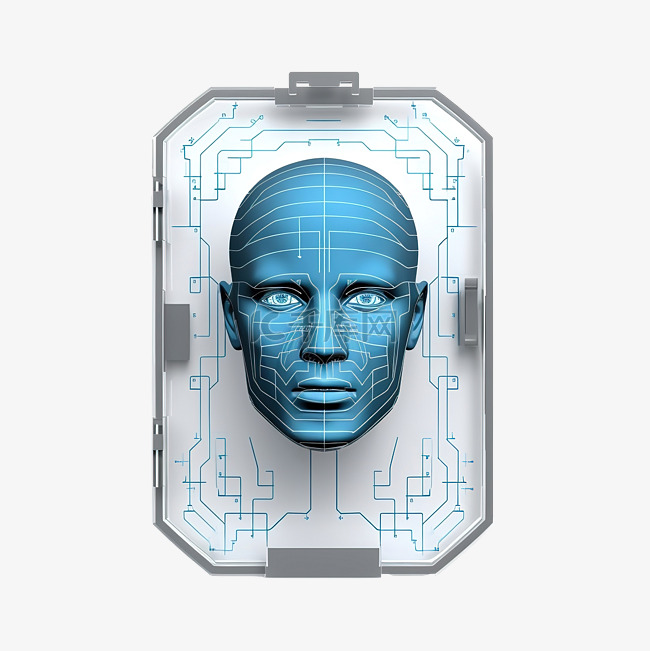 3d 插图互联网安全面部 id