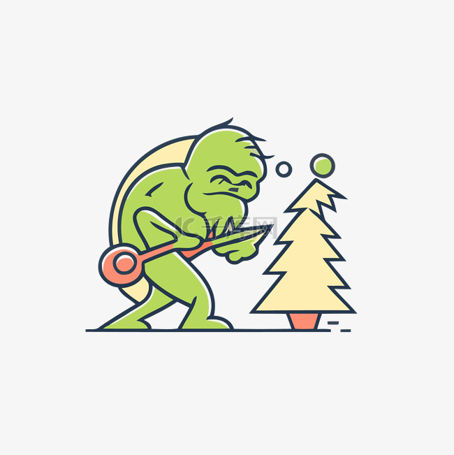 脾气暴躁的圣诞砍树卡通与格林奇
