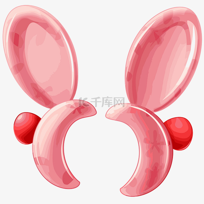 耳朵剪贴画 两个粉红色的兔子耳