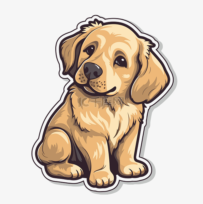 金毛猎犬贴纸插图可爱的小狗贴纸