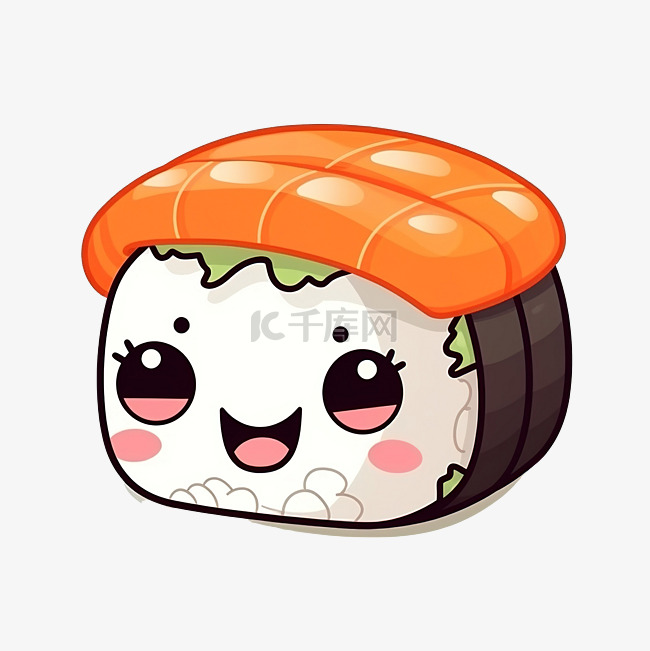 可爱快乐有趣的微笑寿司卷与卡哇
