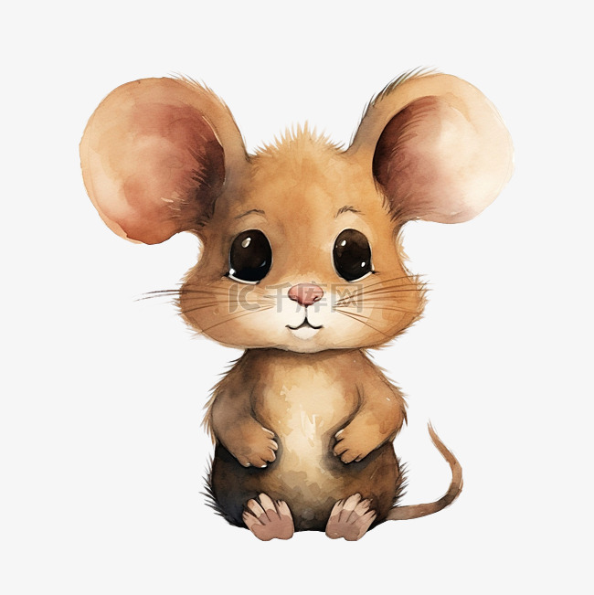 小可爱的大耳朵棕色涂鸦卡通老鼠